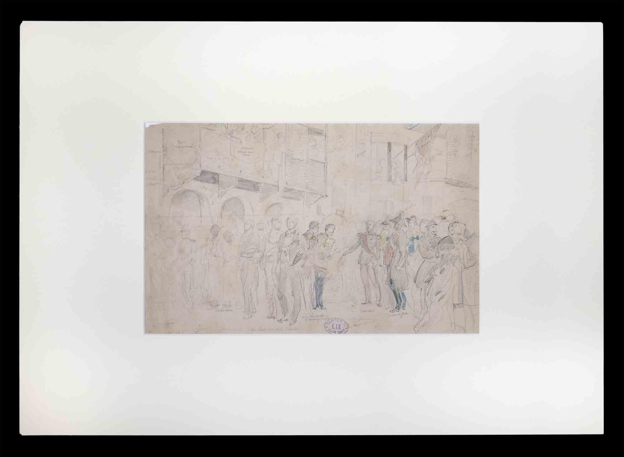 The Officers of the Chamber is an original drawing in pencil and watercolor and an important historical document realized by Frédéric Theodore Lix in 1891.

The artwork represents the women who greet the Prince of Wales during the visit to South