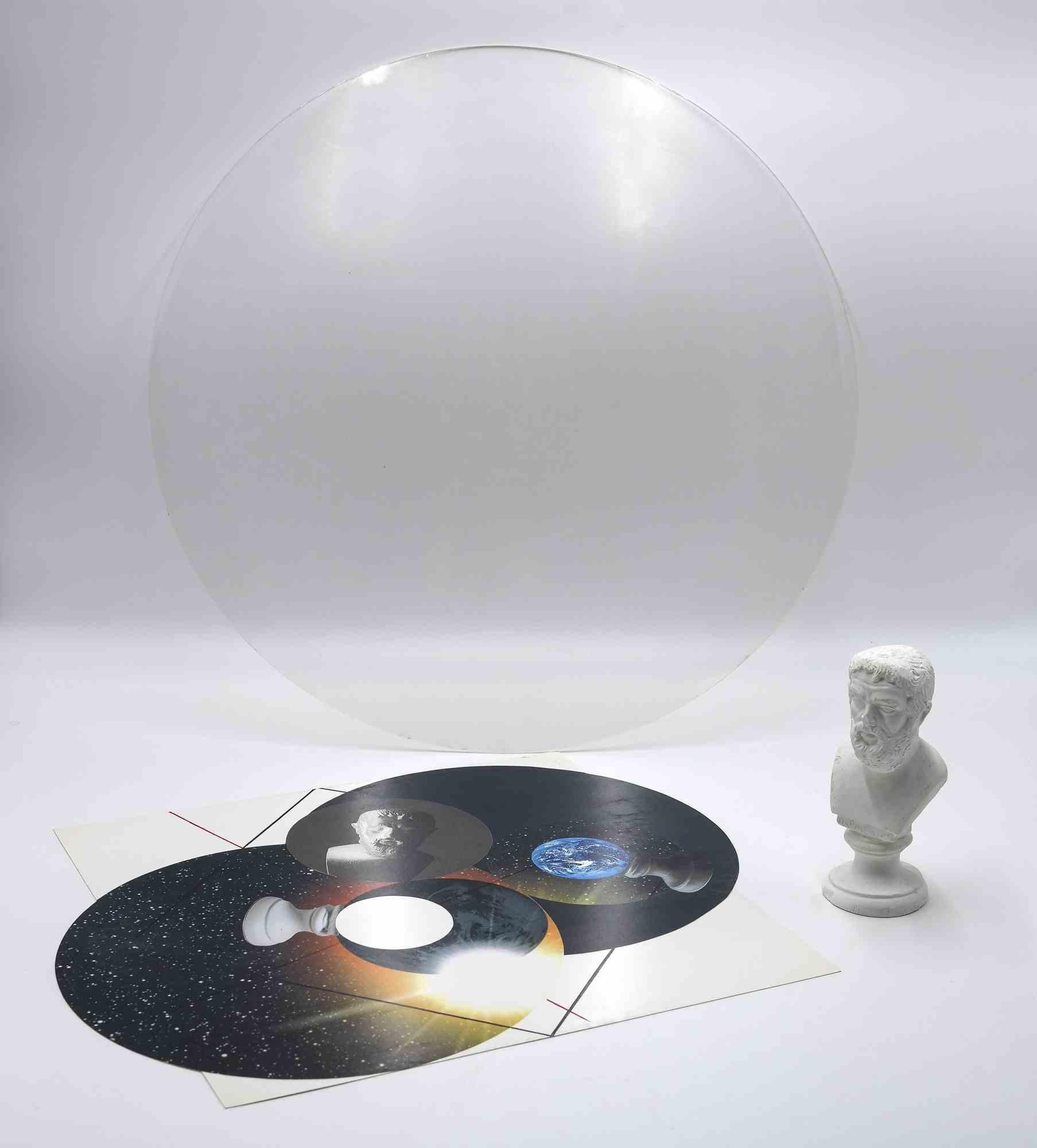 Elea is an original installation realized by the artist Giulio Paolini in 2009.

The artwork consists in a colour lithograph on cut cardboard (33 x 41 cm); a transparent plexiglas plate (diameter 47 cm) and a plaster cast (h. 14.5 cm) depicting the