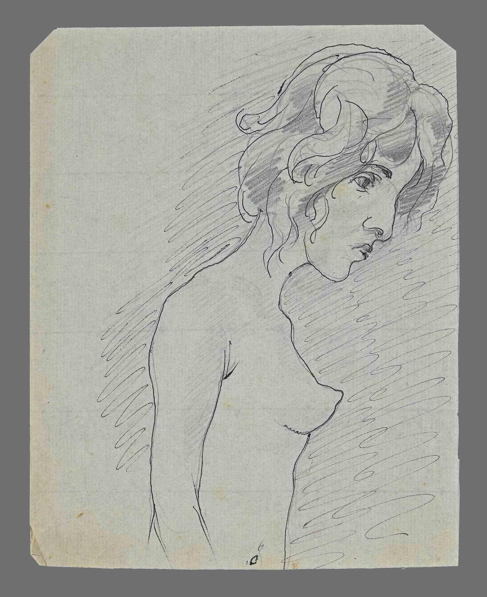 Unknown Figurative Art - Nude - Original Drawing - Early 20th Century