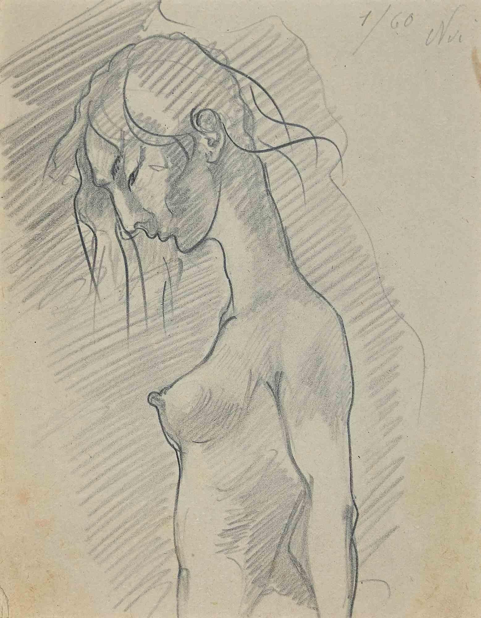 Reclined Nude - Original Drawing - Early 20th Century