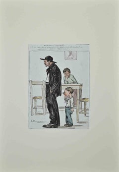 The Fired Worker – Aquarell und Tinte von Luigi Bompard – 1920er Jahre