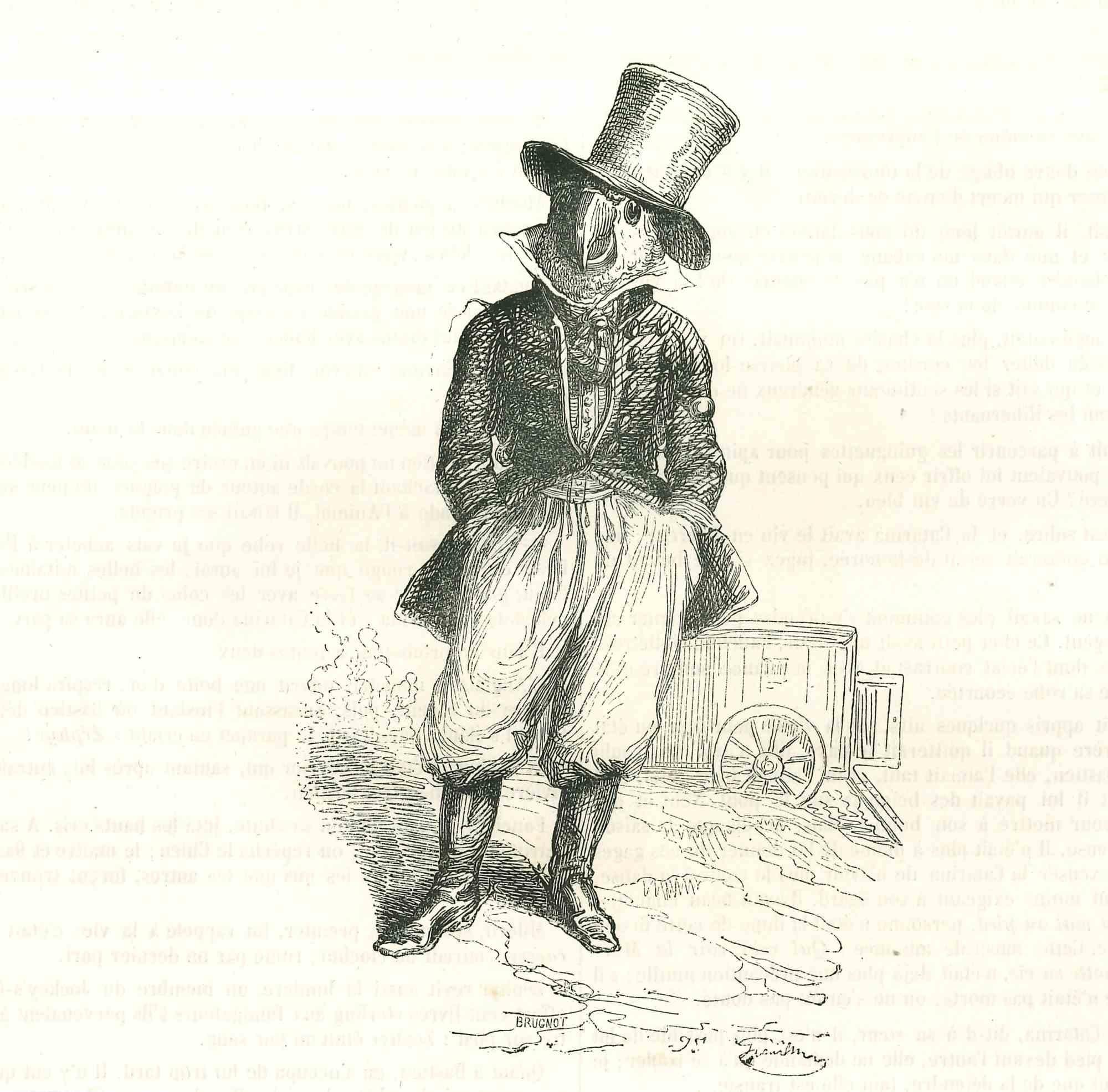 Le Gentleman - Lithographie de J.J Grandville - 1852