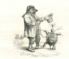 L'ours du Beggar Bear - Lithographie originale de J.J Grandville - 1852