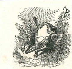 The Lazy Frog – Originallithographie von J.J Grandville, 1852