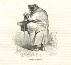 Le Doyen des Crapauds - Original Lithograph by J.J Grandville - 1852