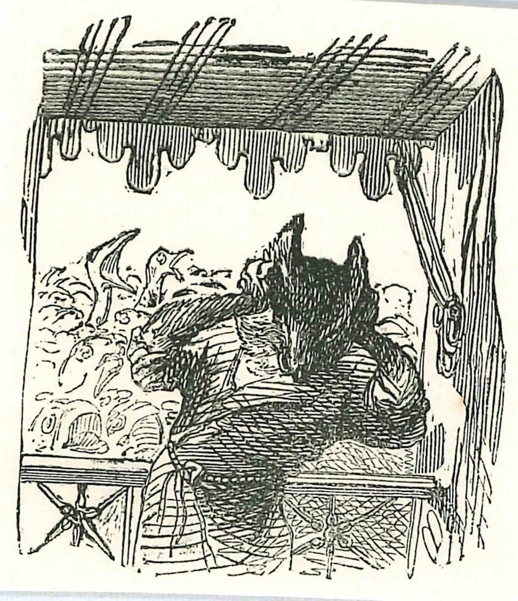 The Tormented Fox - Lithograph by J.J Grandville - 1852 - Art by Jean Jeacques Grandville