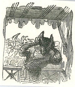 The Tormented Fox – Lithographie von J.J Grandville – 1852