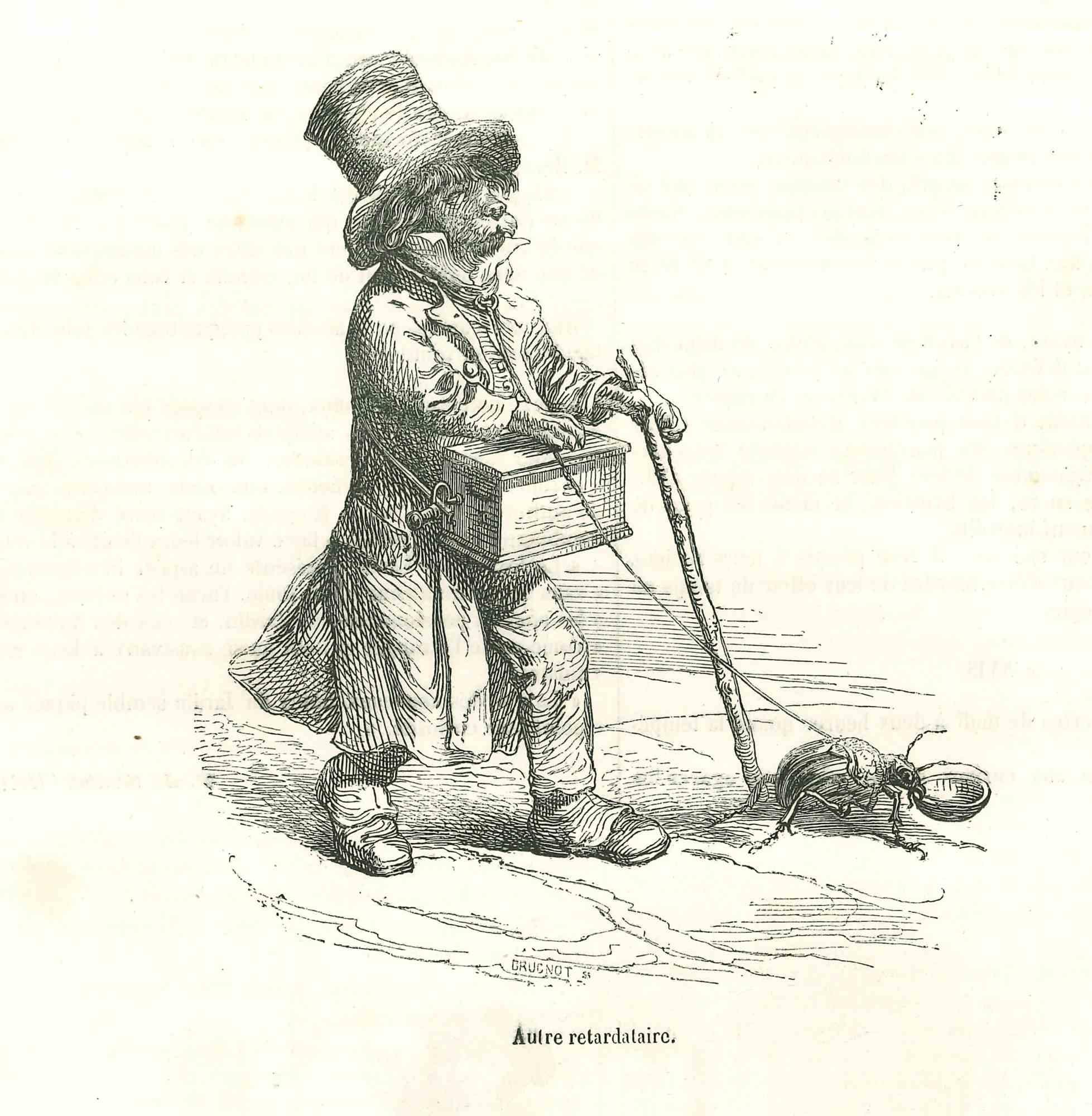 Autre Retardataire -  Lithograph by J.J Grandville - 1852 - Art by Jean Jeacques Grandville