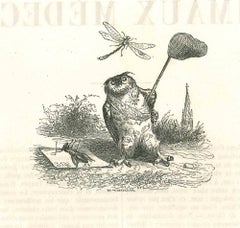 The Hunting - Original Lithograph by J.J Grandville - 1852