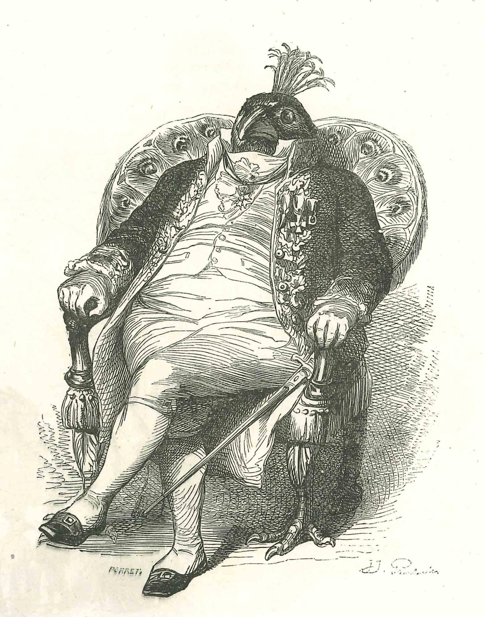 The Lord – Originallithographie von J.J Grandville, 1852 – Art von J. J. Grandville