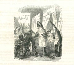 The Hospital - Original Lithograph by J.J Grandville - 1852