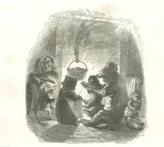 Calentando - Litografía de J. J. Grandville - 1852