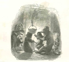 Warming Up - Lithograph by J.J Grandville - 1852