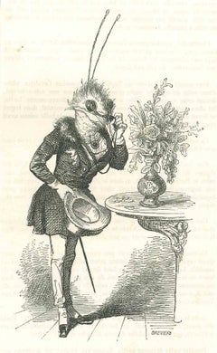 Gentiluomo - Litografia originale di J. J. Grandville - 1852