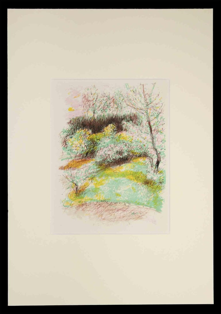 Unknown Landscape Art - The Garden - Original Drawing - Early 20th Century