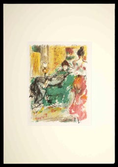 La conversation - Dessin original - Début du XXe siècle
