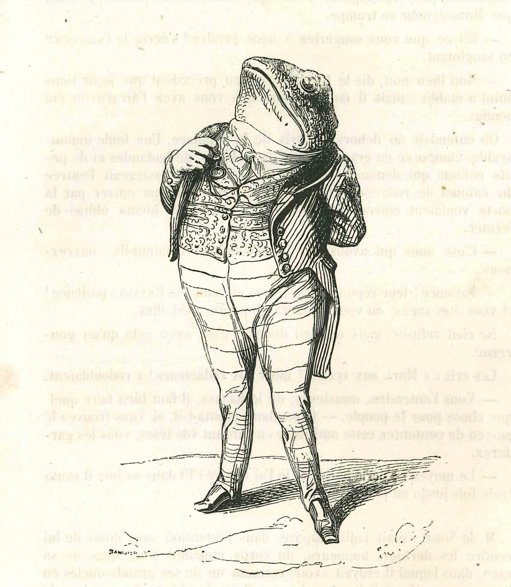 The Gentleman - Original Lithograph by J.J Grandville - 1852