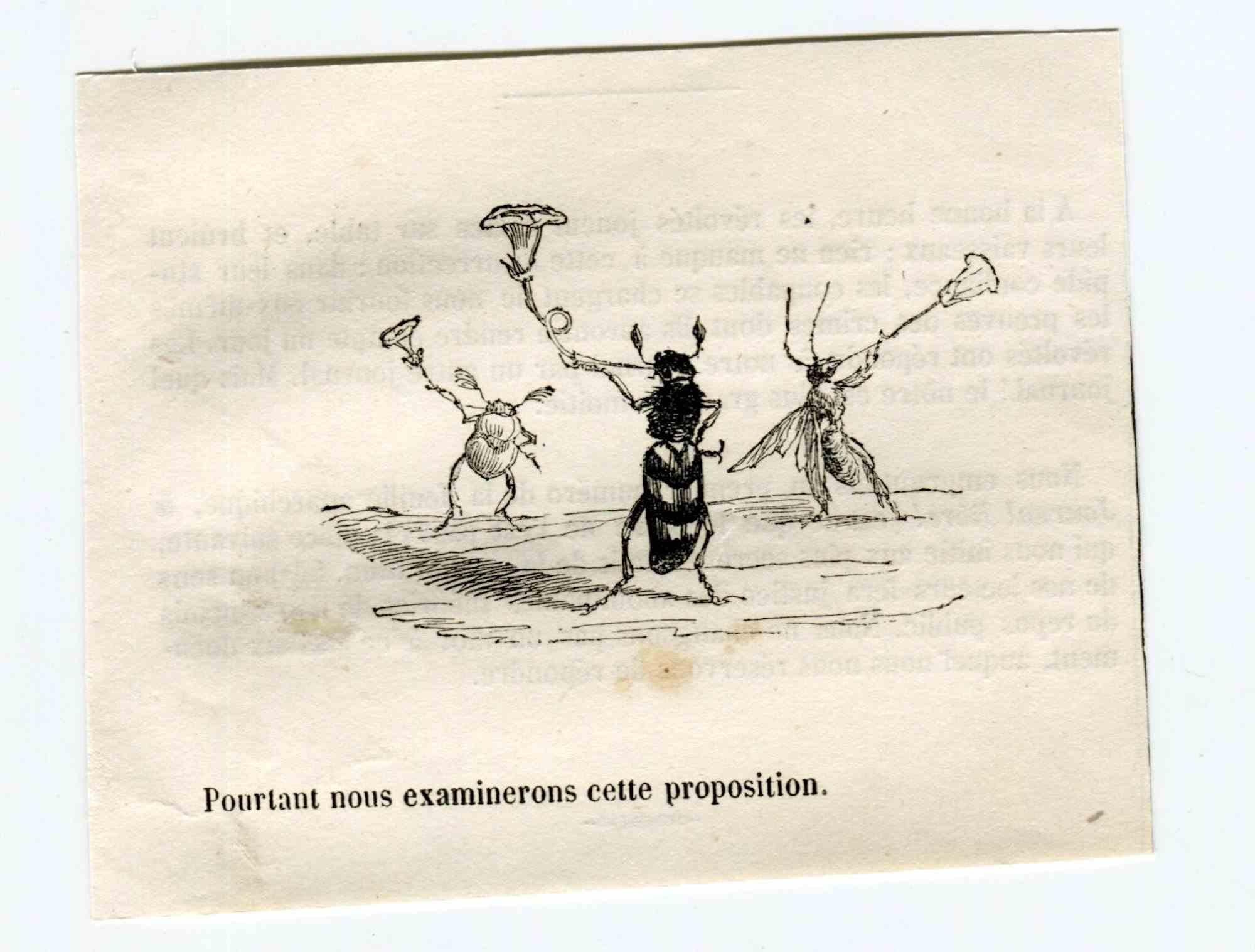 The Propositions - Original Lithograph by J.J Grandville - 1852