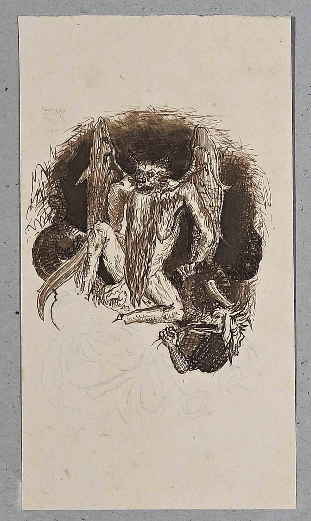 Demons - Original China Ink - Mid 20th Century