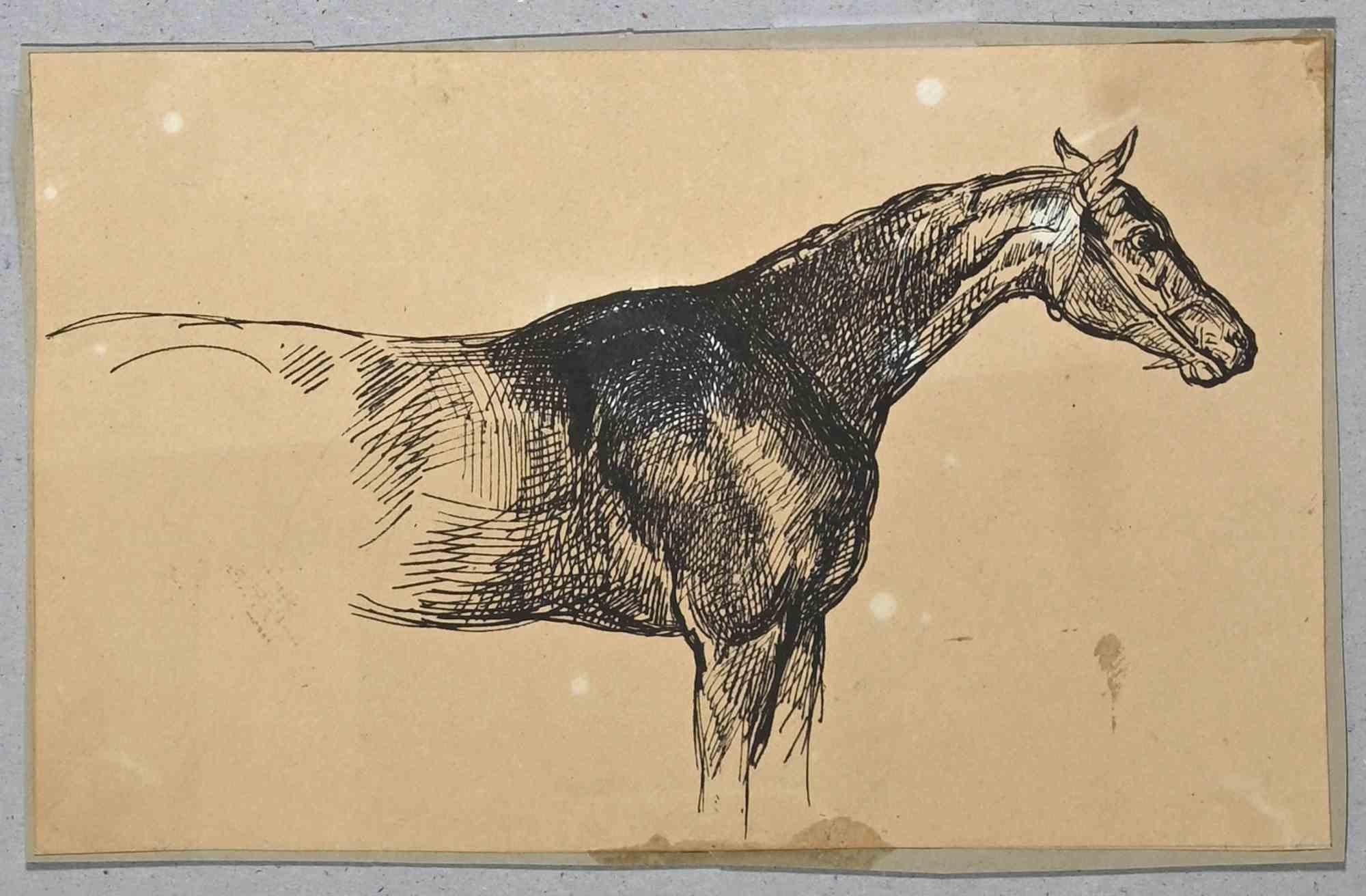 Horse - Original China Ink - Mid 20th Century