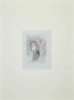 Portrait - Original Drawing by Helène Neveur - 1970s