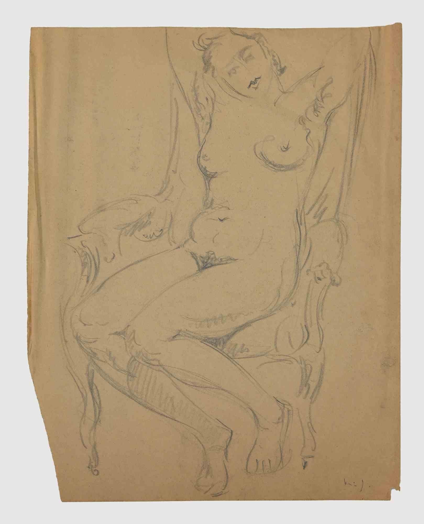 Unknown Figurative Art - Nude - Original Drawing - Early 20th Century
