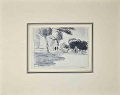 Landschaft  -  Tinte auf Papier von Emilio Sobrero – Hälfte des 20. Jahrhunderts