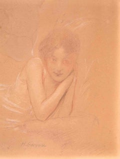 Portrait of Young Woman - Drawing by Henri Gervex - Early 20th Century