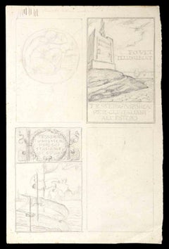 Study for Medal and Bas-Relief - Original Drawing by Aurelio Mistruzzi  - 1920s