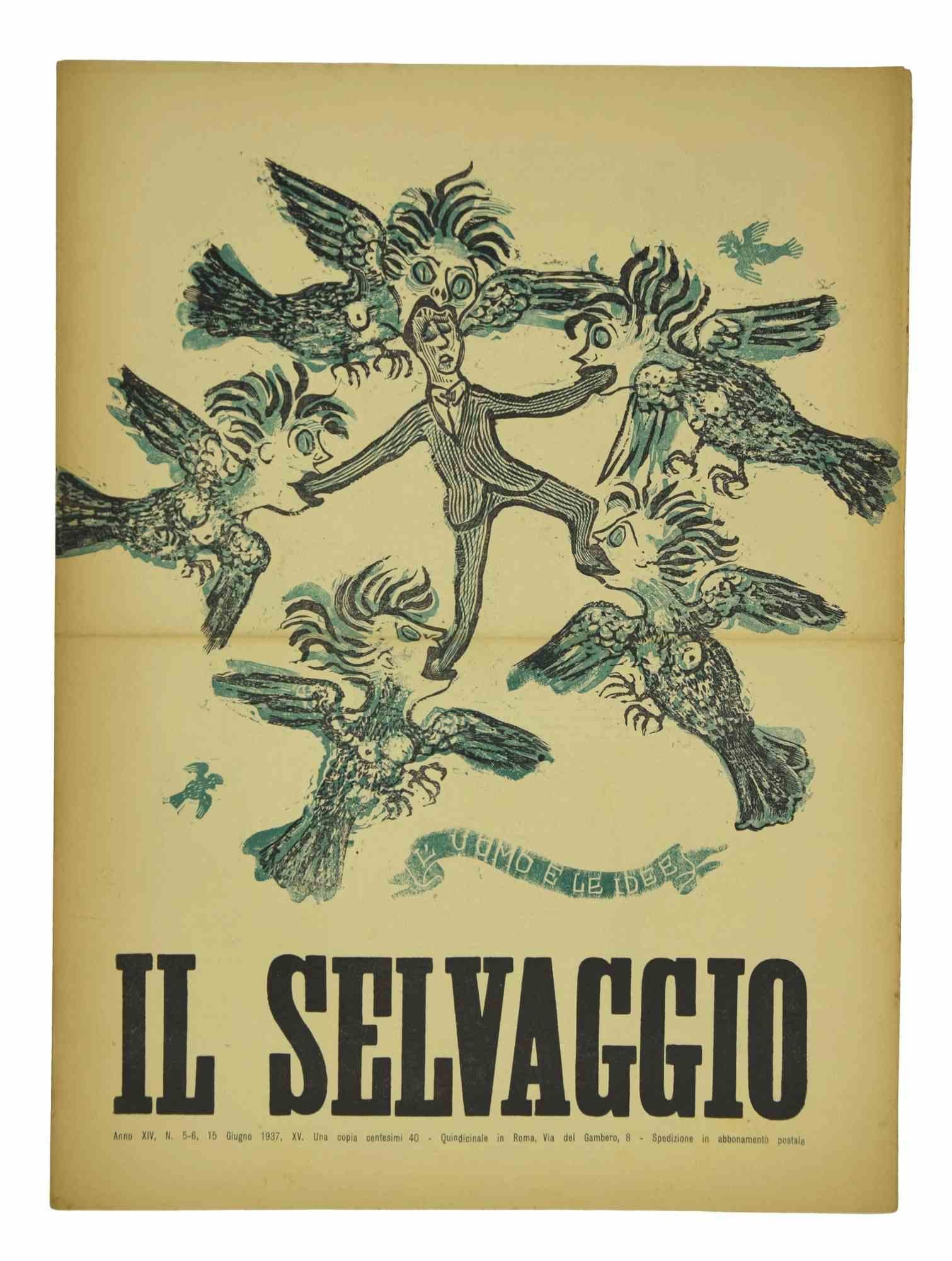 Flipping through a few pages of " Il Selvaggio, No.5-6 1937" 15 Giugno 1937 Anno-XV ", "Annual supporter subscription - Una copia 40 Cent - Fortnightly Newspaper letters arts and sciences".

Engraving by the artist Mino Maccari

Good conditions.

