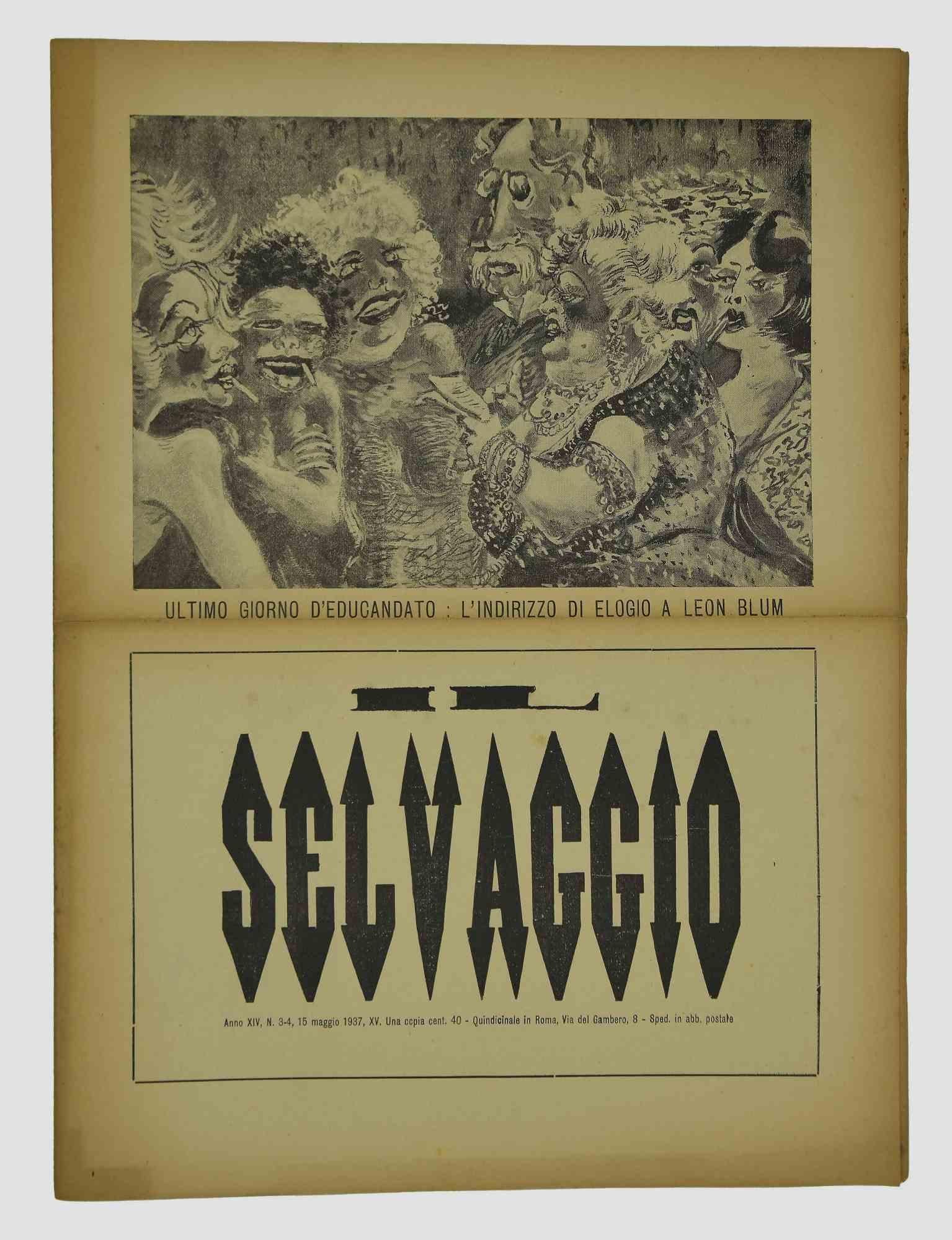 Beim Durchblättern einiger Seiten von "Il Selvaggio, no.3-4- 1937", "Annual supporter subscription - Una copia 40 Cent - Fortnightly Newspaper letters arts and sciences", finden wir im Dossier Roma,15 Febbraio1934, eine Gravur des Künstlers Mino