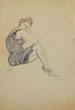 Frau – Zeichnung von Mino Maccari – Mitte des 20. Jahrhunderts