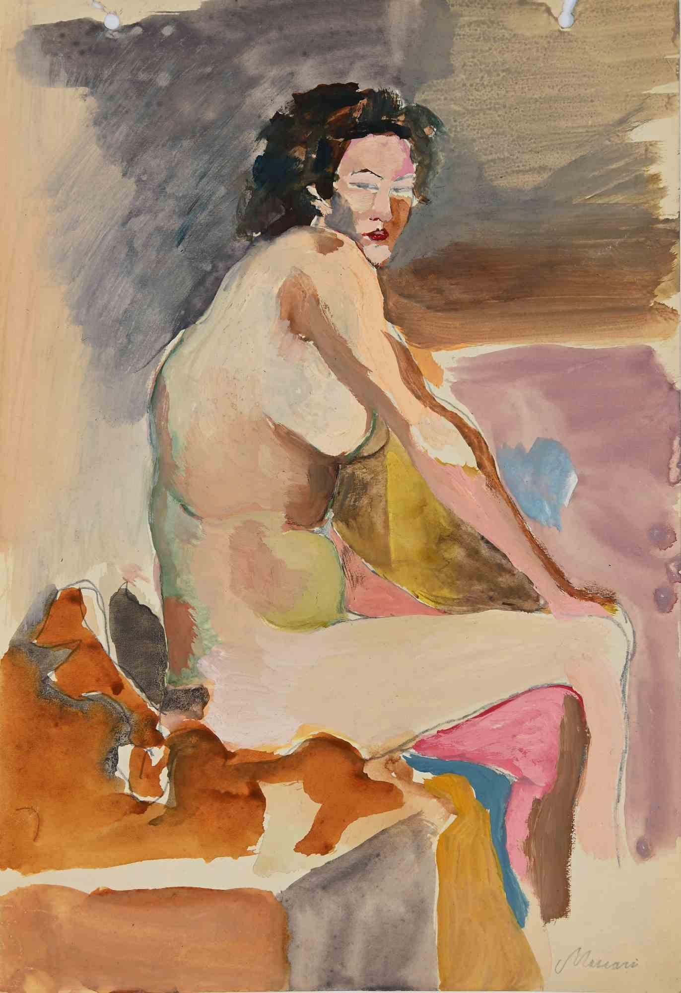 Nude - Drawing by Mino Maccari - Mid 20th Century