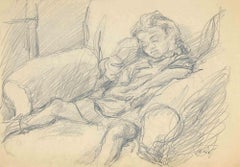 Vintage Girl -  Drawing by Mino Maccari - Mid 20th Century