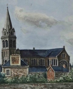 Vintage The Church -  Watercolor - Mid 20th Century