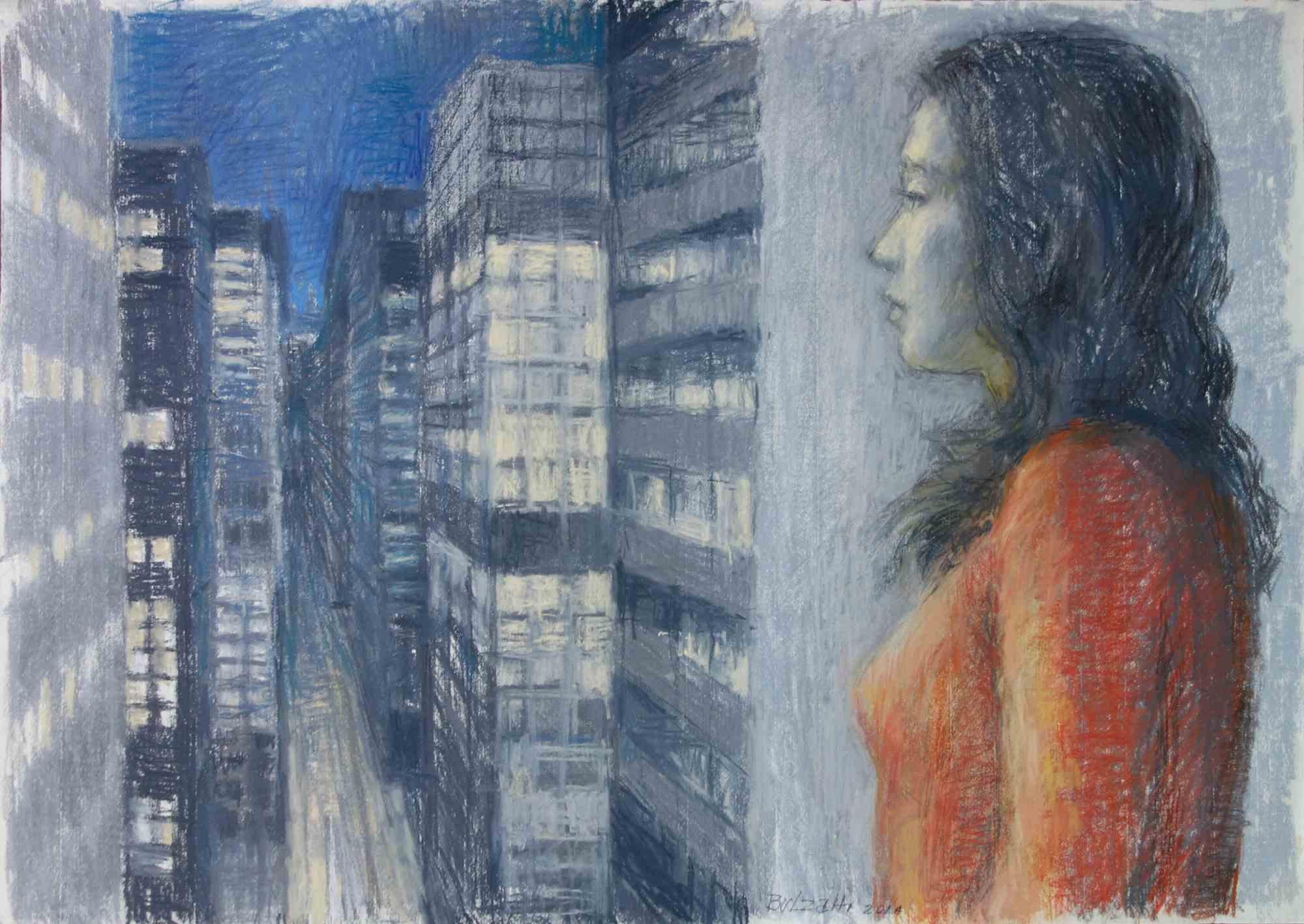 Donna Città is an original pastel on paper realized by the Italian contemporary artist Aurelio Bulzatti in 2014.

Original and unique piece hand-drawn, hand-signed, and dated pastel on paper.

Excellent conditions.

Donna Città, literally,