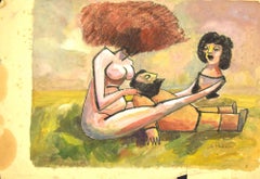 Nude - Original Drawing by Mino Maccari - Mid 20th Century