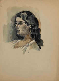 Portrait of Woman - Drawing by Mino Maccari - Mid 20th Century