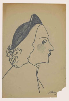 Portrait - Original Drawing by Mino Maccari - Mid 20th Century
