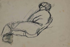Reclined Nude - Drawing by Mino Maccari - Mid 20th Century