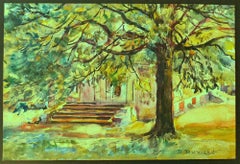 Autumn Trees in France - Original Drawing by Daniel Duville - Mid-20th Century