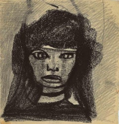 Vintage Portrait of the Nun - Drawing by Mino Maccari - Mid 20th Century