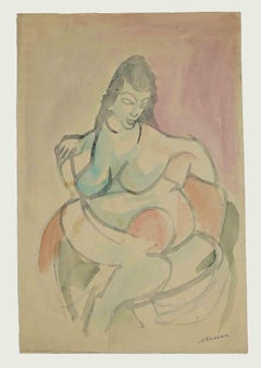 Mother and Child - Drawing by Mino Maccari - Mid 20th Century