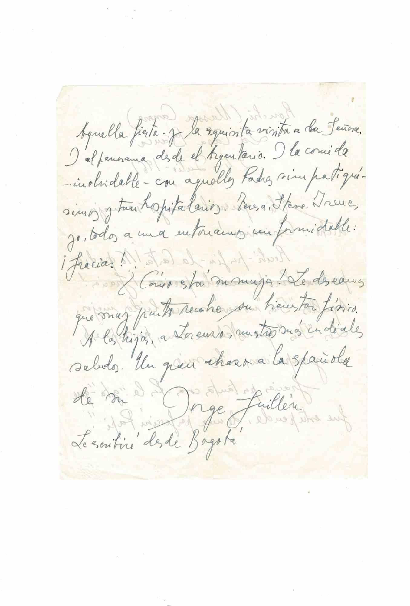 Autograph Letter by Jorge Guillén - Original Manuscript - 1960s - Art by Unknown