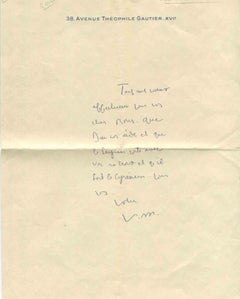 Autograph Letter by Francois Mauriac - Original Manuscript - 1950s