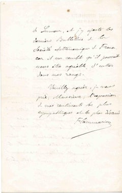Lettre autographe de Camille Flammarion - Manuscrit original - années 1880