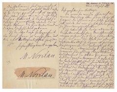 lettre autographe de Max Nordau - Photographie vintage, années 1890