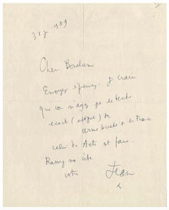 Lettre autographe de Jean Cocteau - 1959