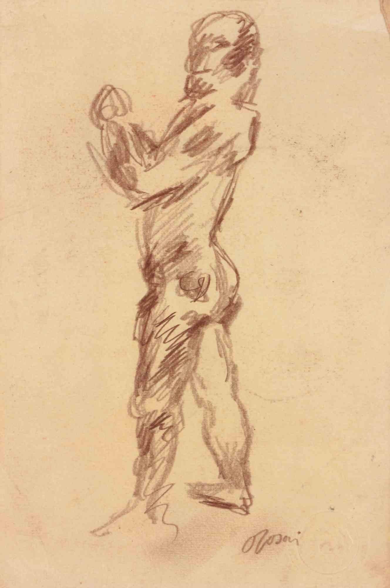 Unknown Figurative Art - Nude - Original Drawing - Mid-20th Century