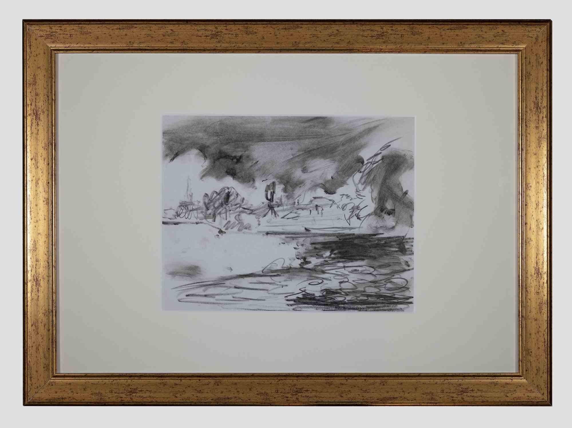 Sky and Sea - Original Drawing - Mid 20th Century - Art by Unknown
